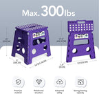 Delxo Folding Step Stool, 13 inch Non-Slip Foldable Stools Up to 300 LBS, Step Stool with Handle, Lightweight for Kitchen, Bathroom, Bedroom, Garden, Purple, 1PC - Image 2