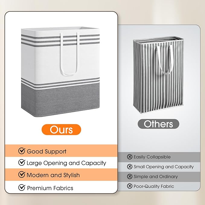3 Pack Large Laundry Baskets, Laundry Hampers, Freestanding Waterproof - Image 5