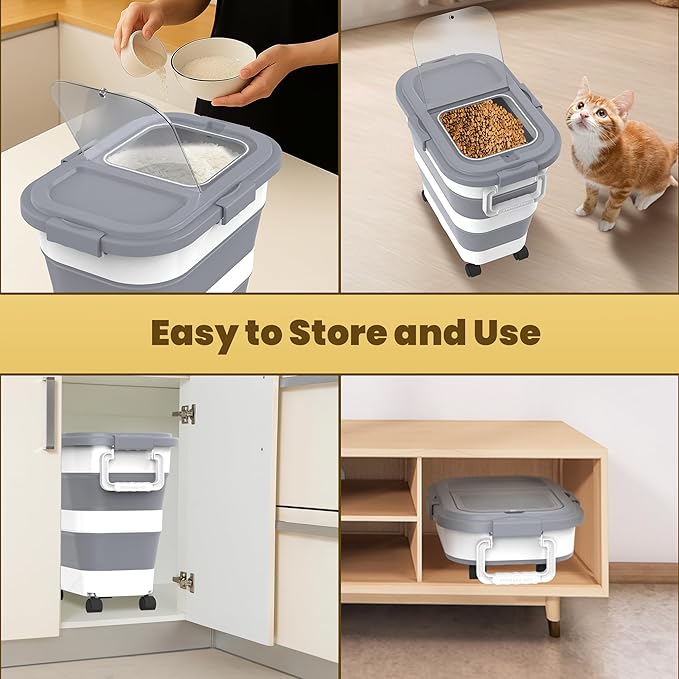 HOYTAMDA 25-35Lbs Rice Container, Collapsible Airtight Food Storage Containers - Image 6
