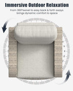 Outdoor Swivel Recliner Chair, All-Weather Wicker Reclining Patio Chair with Adjustable Backrest and Footrest - Image 7
