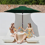 JEAREY 7.5FT Patio Umbrella Outdoor Market Umbrella with 6 Sturdy Ribs, Push Button Tilt/Crank Table Umbrella for Garden, Deck, Backyard and Pool, Dark Green - Image 2