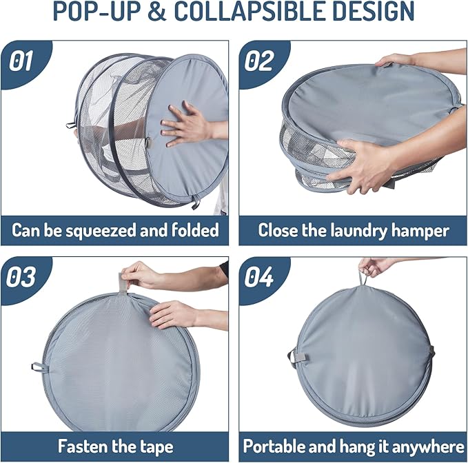 Seiritex Mesh Popup Laundry Hamper 115L Collapsible Laundry Basket Extra Large - Image 7