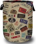 Colourful Car Number Plates Laundry Basket, Laundry Hamper Collapsible Oxford by ANTJOO