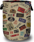 Colourful Car Number Plates Laundry Basket, Laundry Hamper Collapsible Oxford by ANTJOO