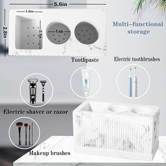 rejomiik Toothbrush Holders for Bathroom Countertop, 3 Slots Electric Tooth - Image 7