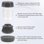 Kitchen Brush with Holder and Soap Dispensing Palm Brush Storage Set - Image 3