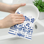 Blue Kitchen Towels Decorative Set of 2, Absorbent Boho Floral Dish Towels - Image 4