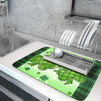 St Patricks Day Shamrocks Lucky Clovers Dish Drying Mat - Image 5