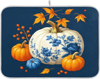 Pumpkin Porcelain Blue White Dish Drying Mat by Wamika