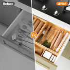 SpaceWhisper Bamboo Drawer Organizer, 5-Piece Drawer Divider - Image 5