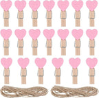 20 PCS Heart Wooden Clothespins by Unknown