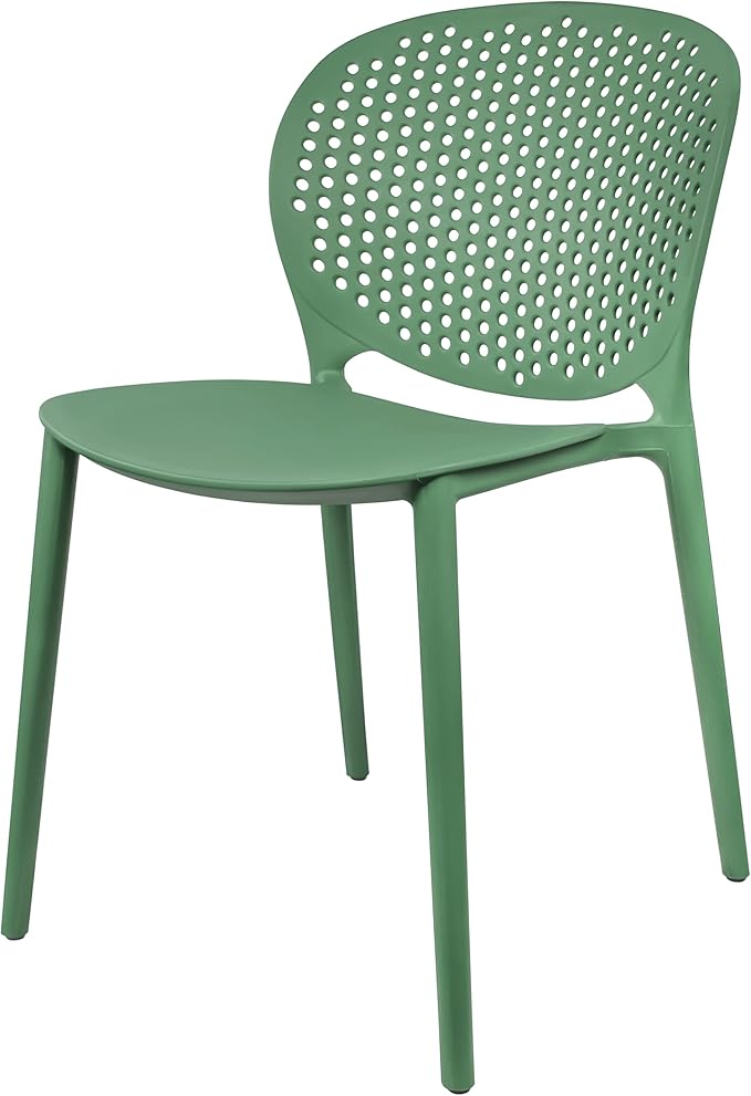 2xhome Set of 4 Patio Dining Chairs | Modern Stackable Outdoor Pool Side Chair | Weather Resistant Plastic for Yard, Porch, Balcony, Kitchen, Green - Image 7