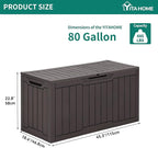 YITAHOME 80 Gallon Outdoor Storage Box, Large Water Resistant Resin Deck Box, Indoor Outdoor Lockable Storage Container for Patio, Garden, Cushions, Tools, Equipment (Dark Brown) - Image 6