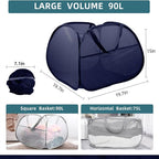 2 Pack Collapsible Foldable Laundry Baskets, 90L Large Durable Mesh Pop Up - Image 4