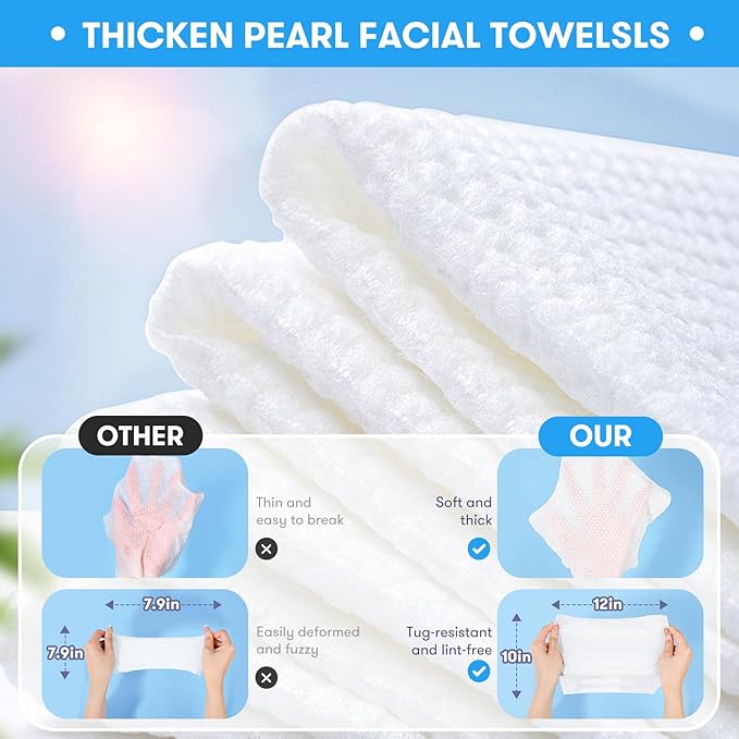 Disposable Face Towel, XL Facial Towelettes Soft Thick Absorbent, Lint-Free - Image 4