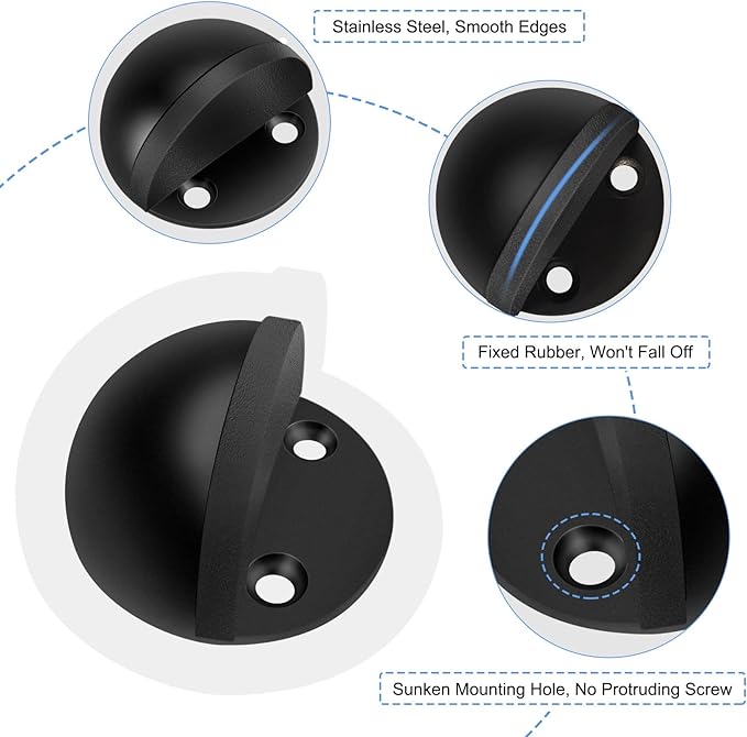 10 Pack Door Stoppers Self Adheisve Black Floor Door Stop Stainless Steel No - Image 4