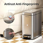 Small Bathroom Trash Can with Soft-Close Lid, 6L/1.6 Gal Stainless Steel Slim - Image 3