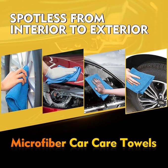 HOMEXCEL Blue Microfiber Cleaning Cloths 100 Pack, Reusable Cleaning Rags Shop - Image 4