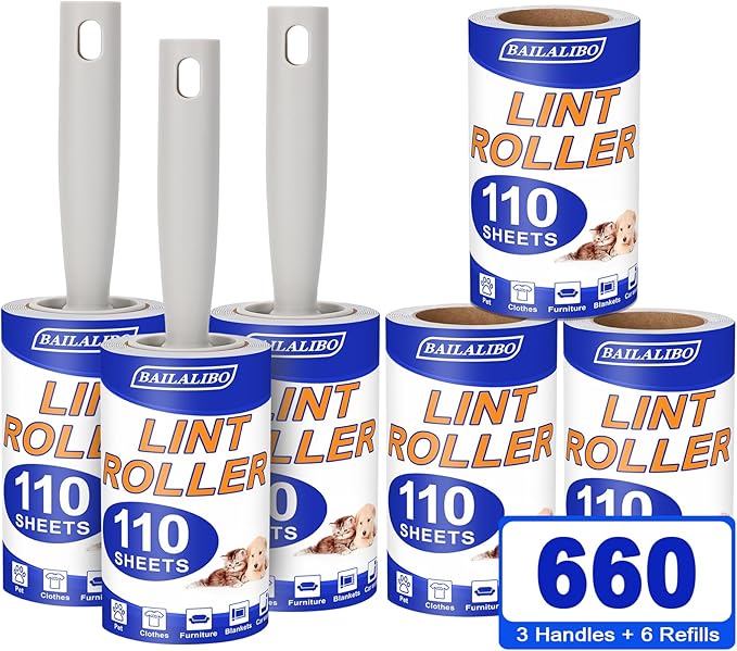 BAILALIBO Lint Rollers for Pet Hair Extra Sticky, 660 Sheets Mega Value Set - Image 9