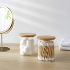 4 Pack Glass Qtip Holder Dispenser Glass Apothecary Jars - Image 2