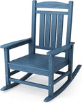 KINGYES HDPE Outdoor Rocking Chair, Widened Seat Patio Rocking Chair, Oversized All Weather Patio Rocker, Navy by KINGYES