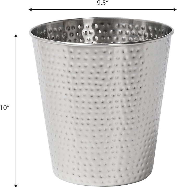 happimess HPM1110C-SET2 Axel Modern Minimalist Hammered Steel 2 Gal Waste Bin - Image 3