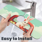 Kitchen Sink Splash Guard Faucet Mat Easter Bunny Rabbits 15"x5.5", Diatom Mat - Image 6