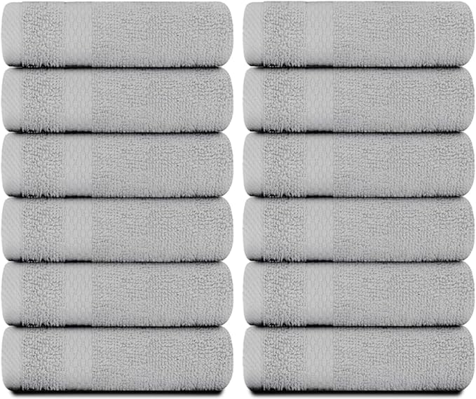 White Classic Luxury Cotton Washcloths 13x13 Inch - Image 2