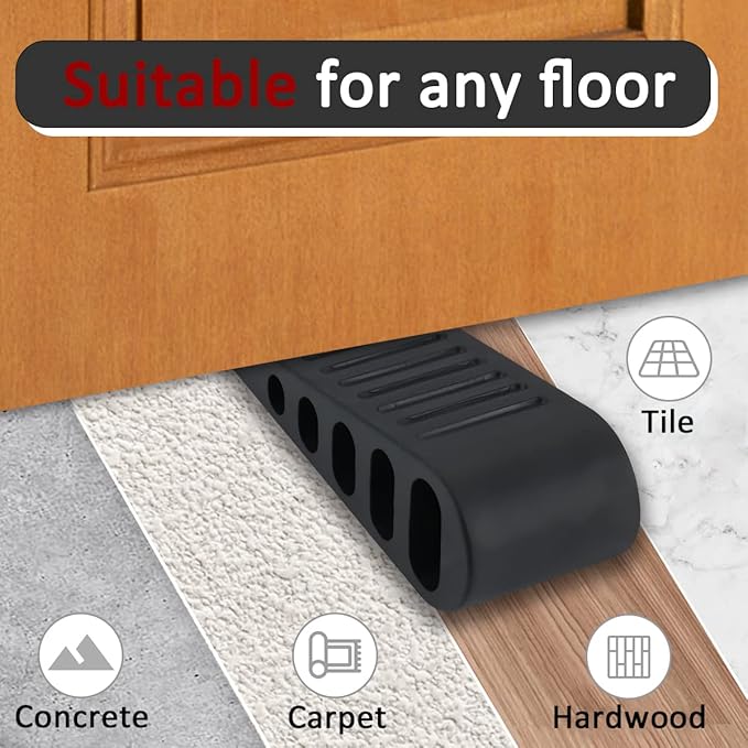 JQK Rubber Door Stopper Wedge, Wooden Floor, DSB61-BK-P3 - Image 4