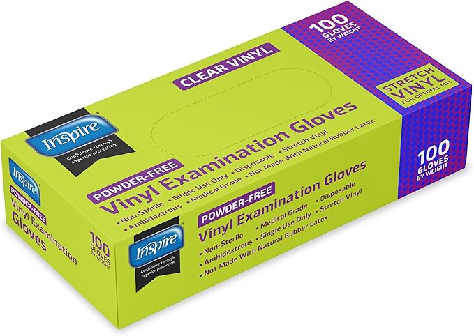 Inspire Exam Medical Clear Vinyl Disposable Gloves - Image 8
