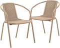 VINGLI PE Rattan Outdoor Dining Chairs Set of 2, Plastic Stackable Patio Chairs for Indoor, Porch, Restaurant, Garden,Champagne by VINGLI