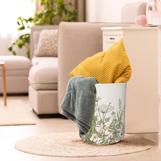 Laundry Hamper, Retro Wild Flowers Botanical Laundry Basket, Waterproof - Image 4