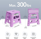 Delxo 13 inch Folding Step Stool, Non-Slip Foldable Stools Up to 300 LBS, Step Stool with Handle, Lightweight for Kitchen, Bathroom, Bedroom, Garden, Light Purple, 1PC - Image 2