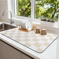 Checkered Dish Drying Mat for Kitchen Counter Coffee Mat Bar Accessories by Unknown