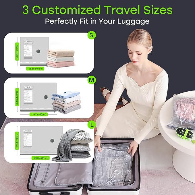 Vacuum Bags for Travel with USB Electric Pump, 15 Pack Carry-on Size - Image 4