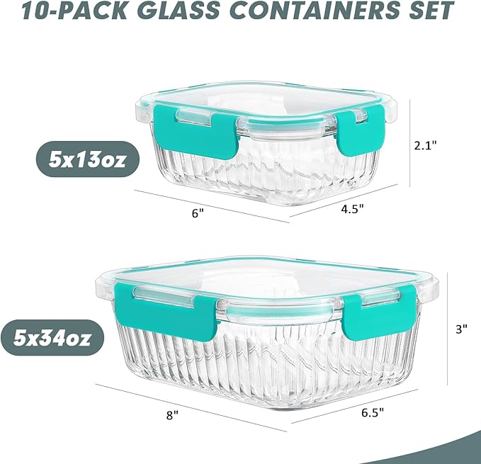 KOMUEE 10 Packs Glass Meal Prep Containers - Image 2