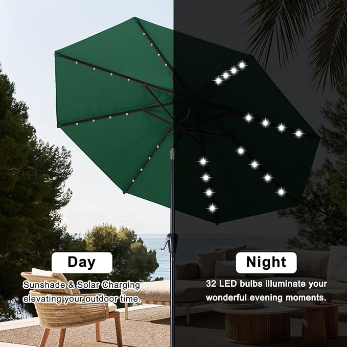 ABCCANOPY 10FT Durable Solar Led Patio Umbrellas with 32LED Lights (Green) - Image 4