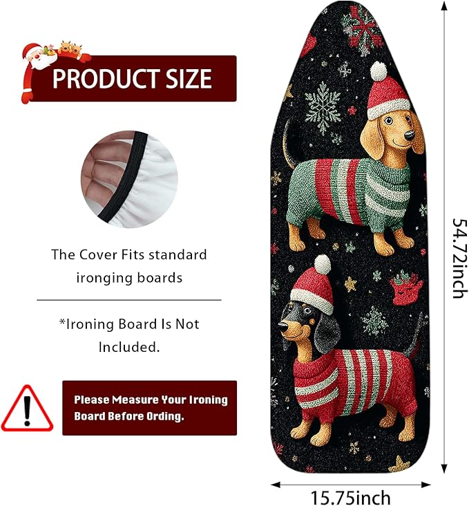Nuxovilar Ironing Board Covers Winter Dogs in Sweaters Pattern Polyester 15x54 - Image 3