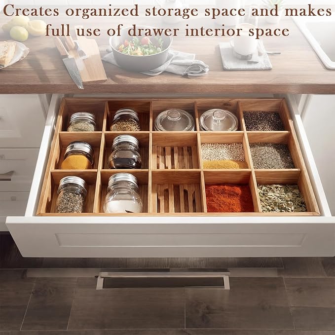 18 Pack Bamboo Drawer Dividers Inserts 3 Sizes Adjustable - Image 4