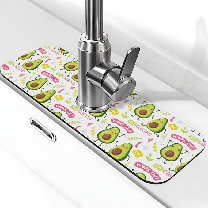 Cute Green Avocado Avocados Kawaii Kitchen Sink Splash Guard Faucet Mat Super by Unknown