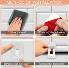 4PCS No Drill Curtain Brackets, Self-Adhesive Rod Holders, Universal Plastic - Image 7