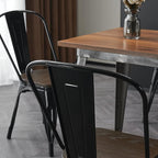 Nazhura Metal Dining Chair Farmhouse Tolix Style for Kitchen Dining Room Café Restaurant Bistro Patio, 18 Inch, Stackable, Waterproof Indoor/Outdoor (Sets of 4) (Black with Wood Padding) - Image 7