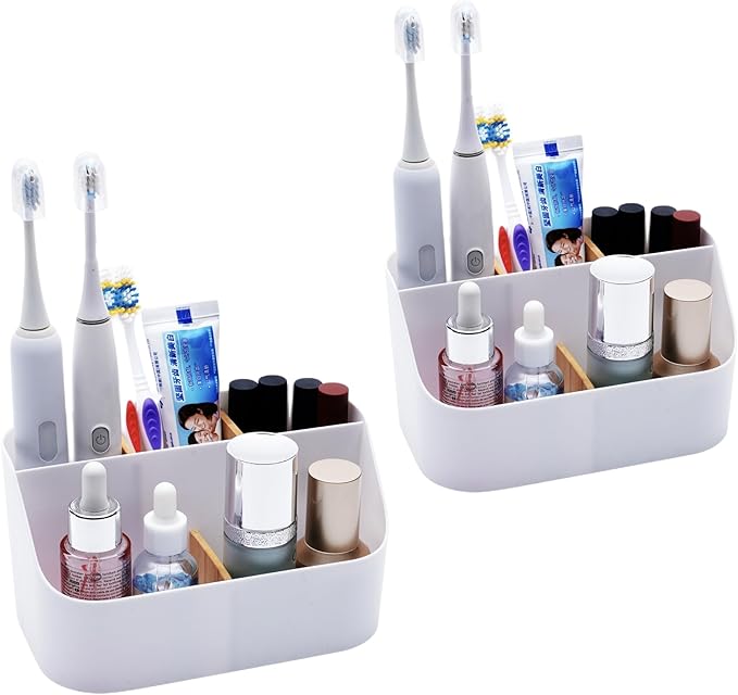 Set of 2 Toothbrush Holder for Bathrooms, 5 Slot Electric Toothbrush Toothpaste by Ayswupt