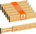 Lifewit 2.4" High 6 Pack Bamboo Drawer Dividers 33-42cm/13-16.5" Adjustable by Lifewit