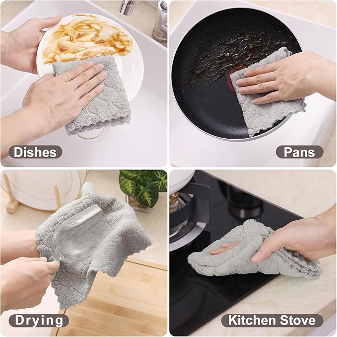 Homaxy 12 Pack Kitchen Dish Cloths, Super Soft and Absorbent Coral Velvet Dish - Image 4