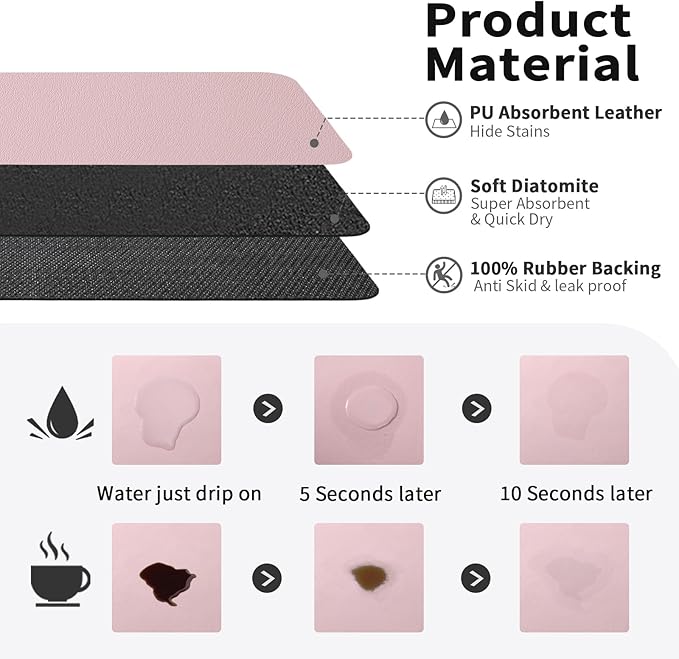 Coffee Mat - Absorbent Hide Stain Rubber Backed Dish Drying Mat - Image 2
