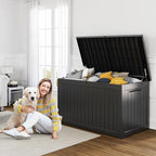 230 Gallon Resin Deck Box, Lockable Patio Outdoor Storage Box for Furniture, Garden Tools and Tools Storage, Waterproof Outside Storage Boxes - Black - Image 4