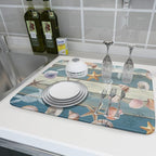 Giwawa Coastal Starfish Dish Drying Mat Summer Sea Turtle Drainer Rack Mat - Image 6