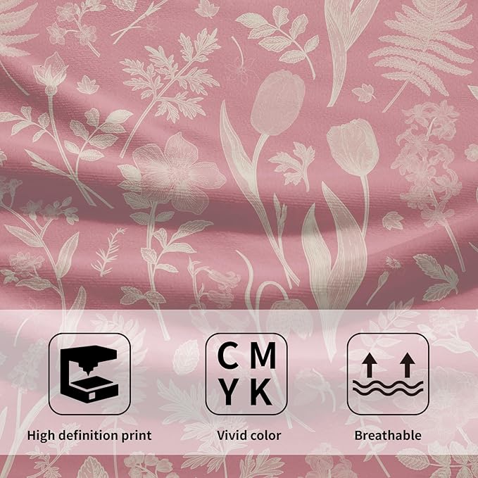 Pink Spring Floral Hand Towels for Bathroom Set of 2 Flower Leaves Vintage - Image 3