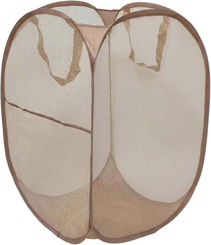 The upgraded pop-up laundry basket features a breathable side pocket mesh design by FOAYACCY